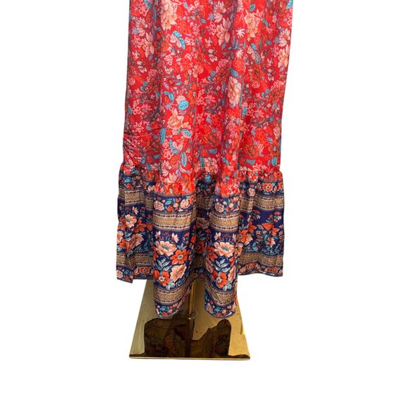NEW Bohemian Large Floral Boho Maxi Dress Smocked Bodice & Puff Sleeves - Picture 6 of 12